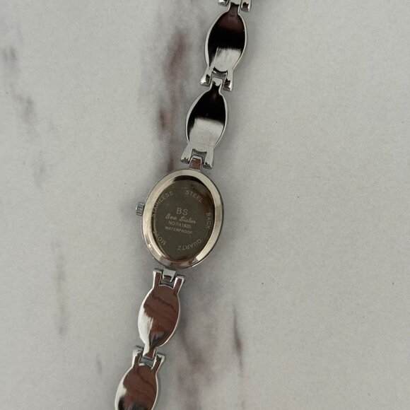 Sku:0221‎ Retro silver watch bracelet green natural stone inserts + gift bag main image 5